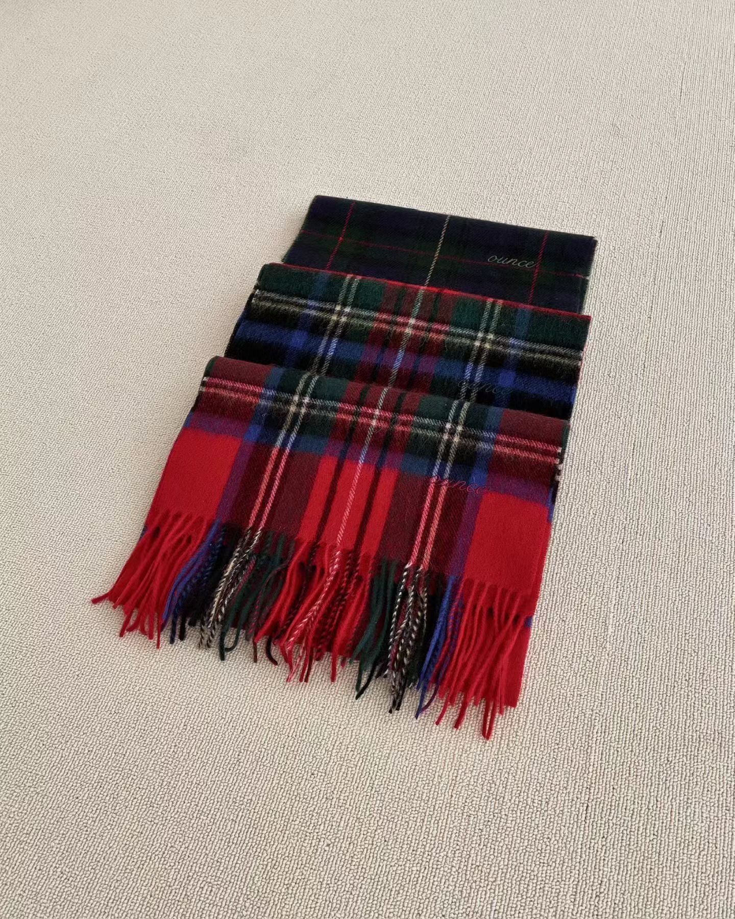 Ounce check wool muffler-3col