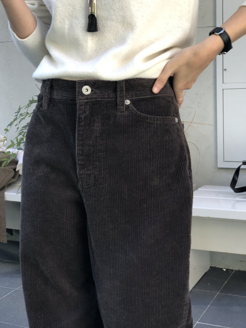 Rie corduroy straight pants-2col