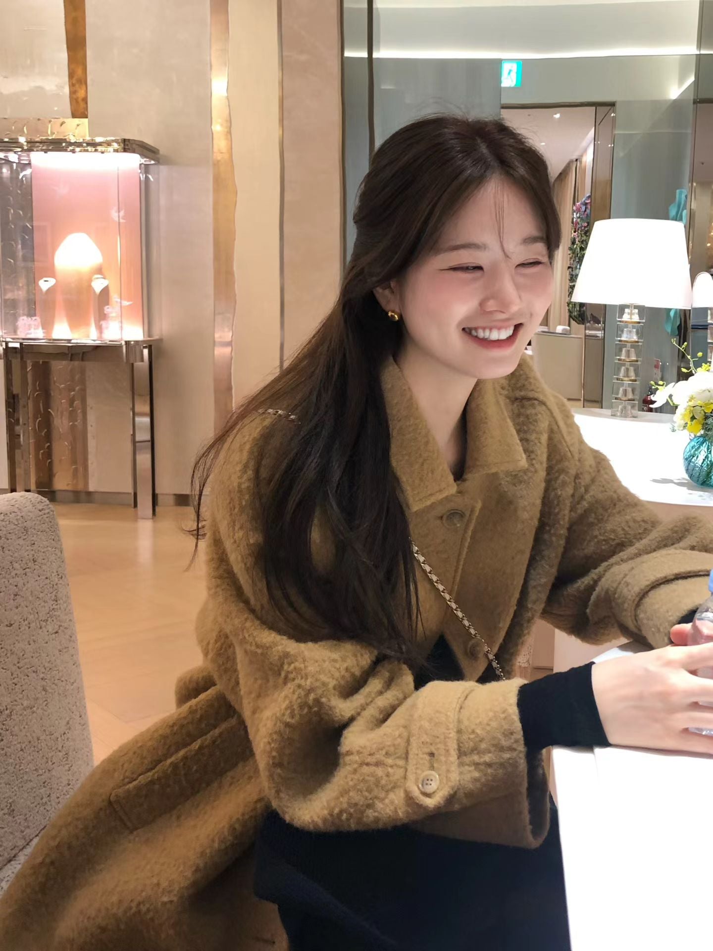 Ounce baby alpaca carol half coat-2col