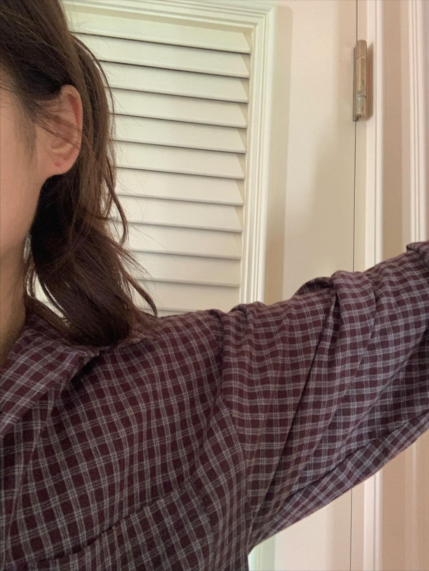 liter mocha check shirt-2col