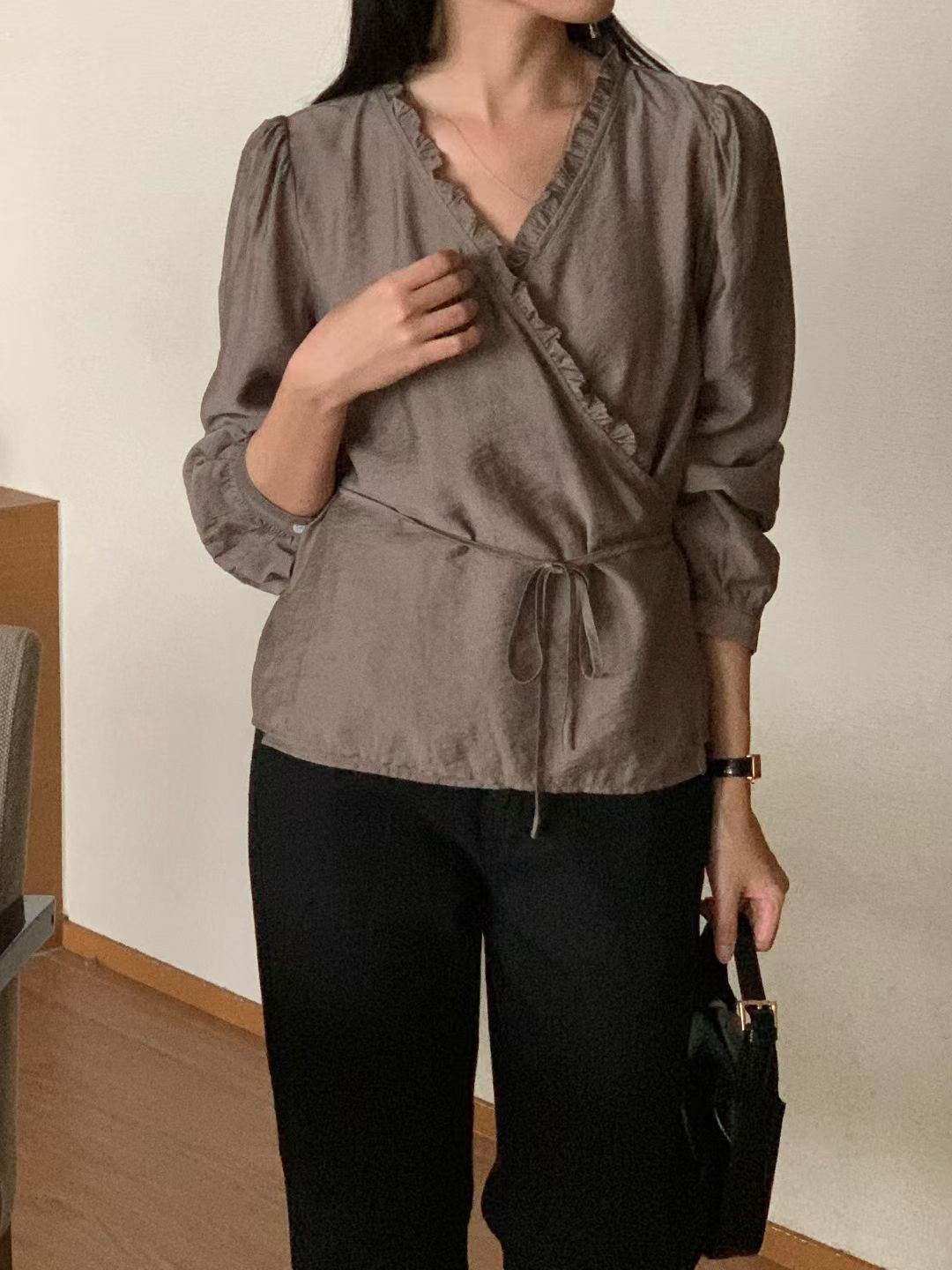 Rina wrap blouse-3col