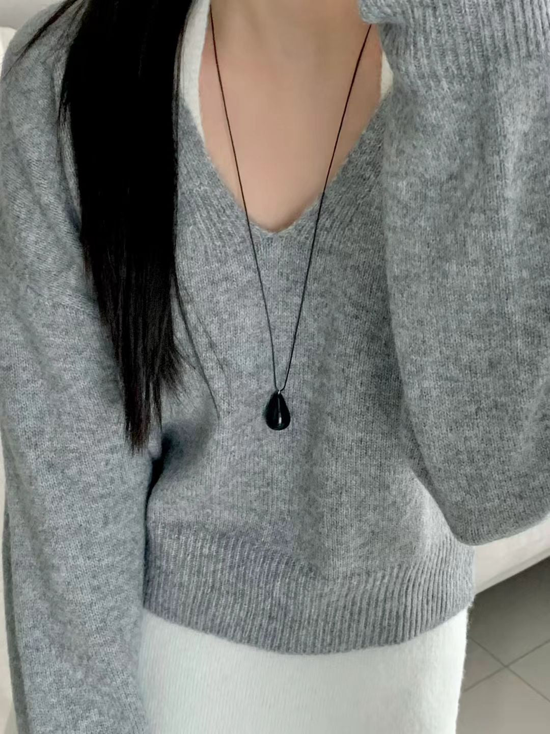 black water drop necklace