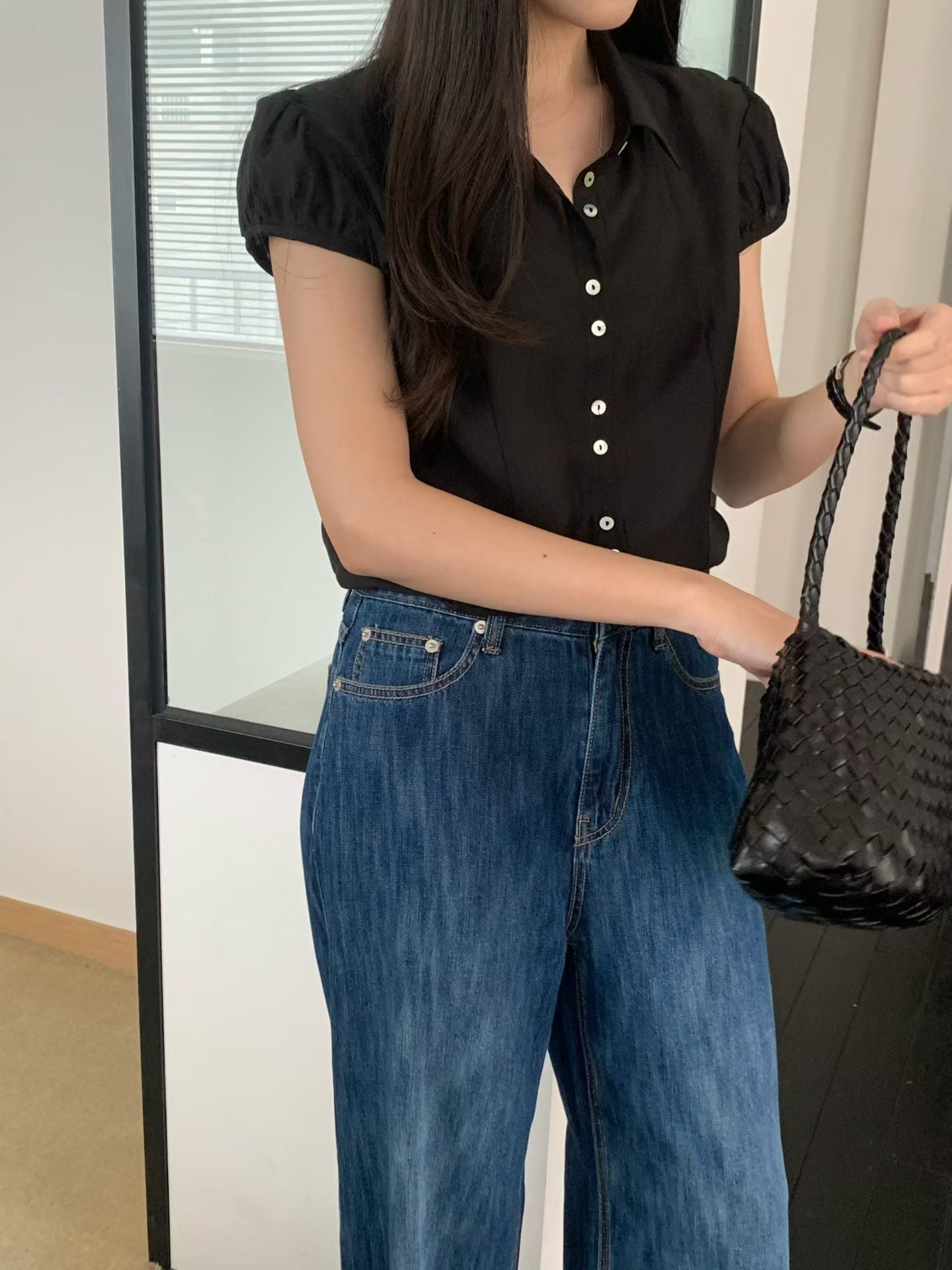 niel two button blouse-2col