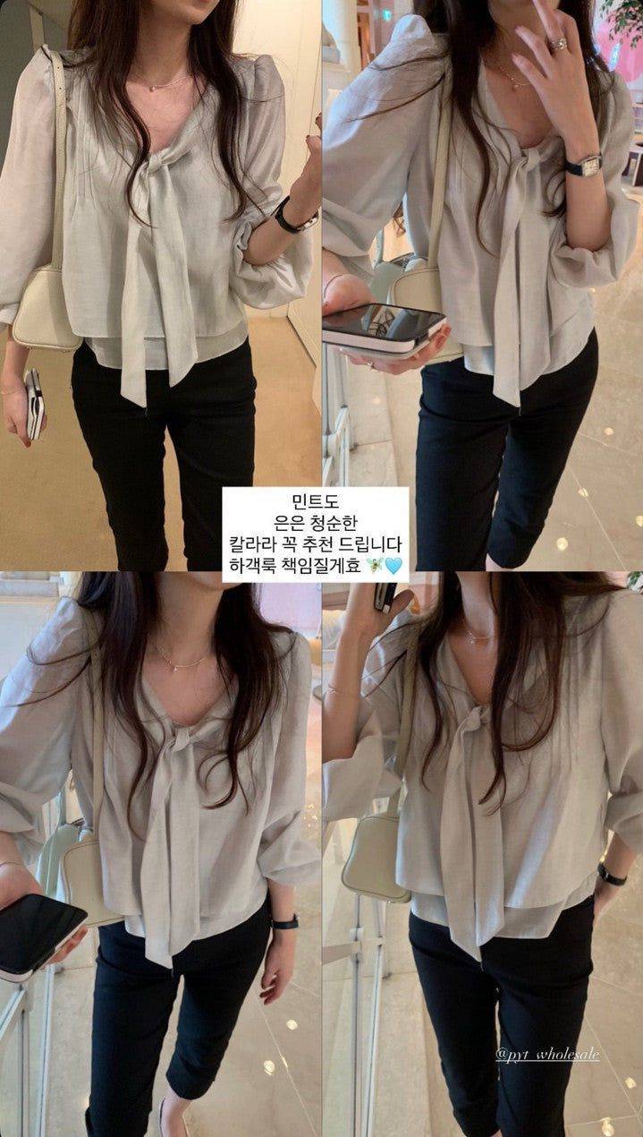 rose tie blouse-4col