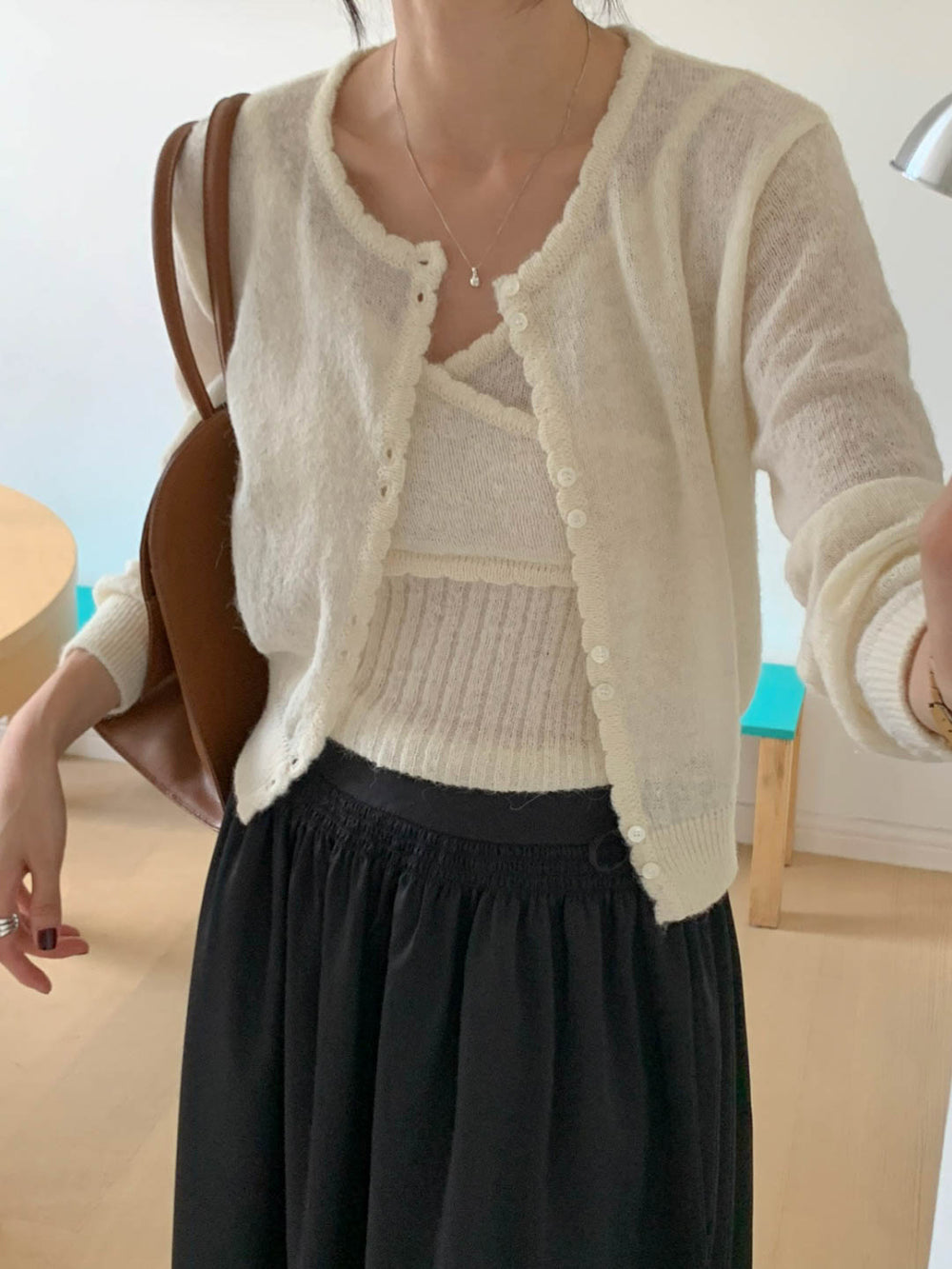 gray即納 Purey alpaca set cardigan-4col