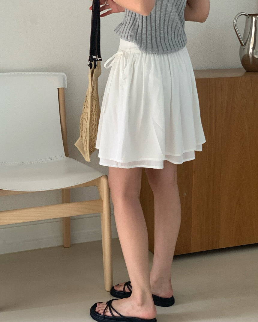 Sally layered tencel short skirt-2col