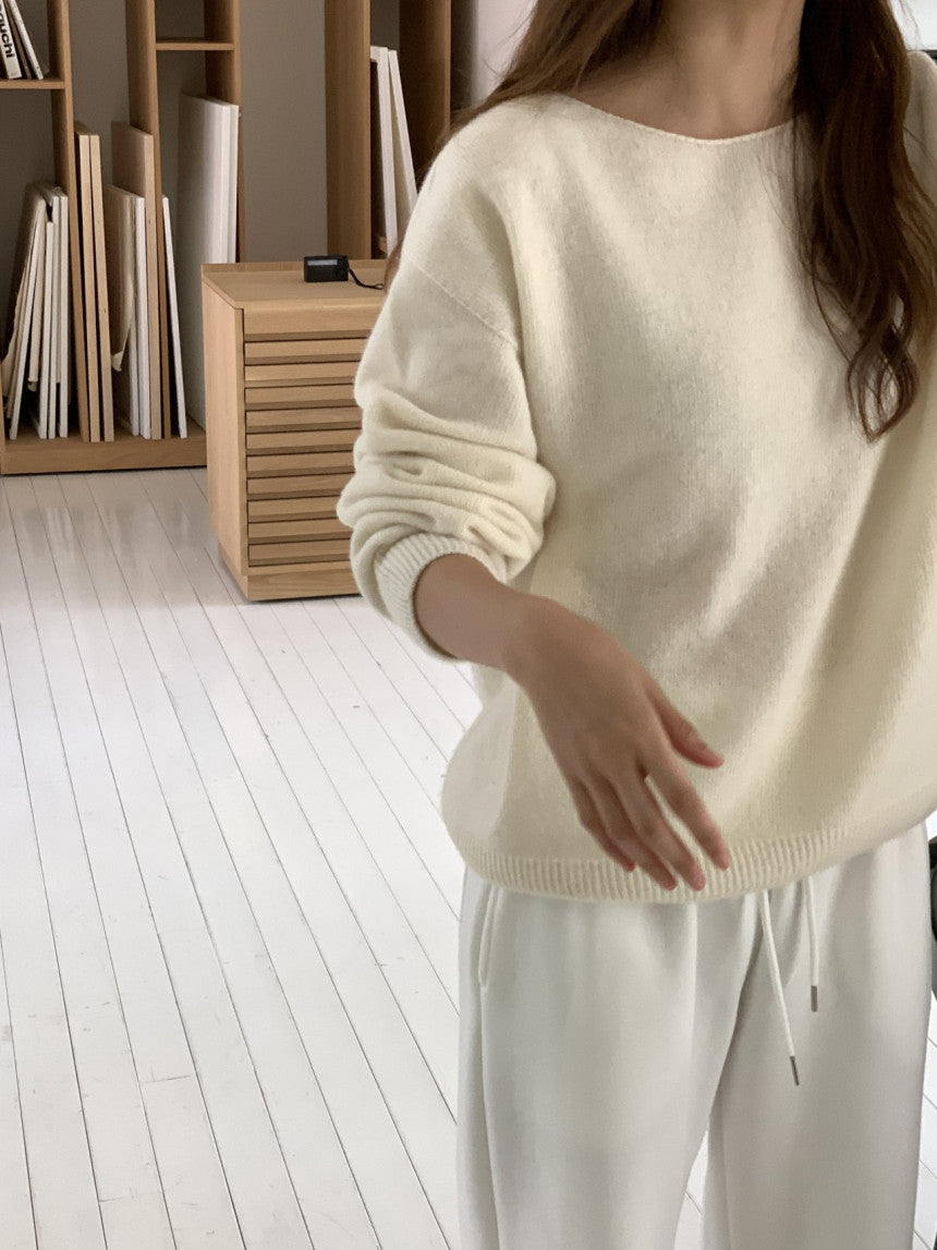 Elin cashmere wholega boat neck knit-4col