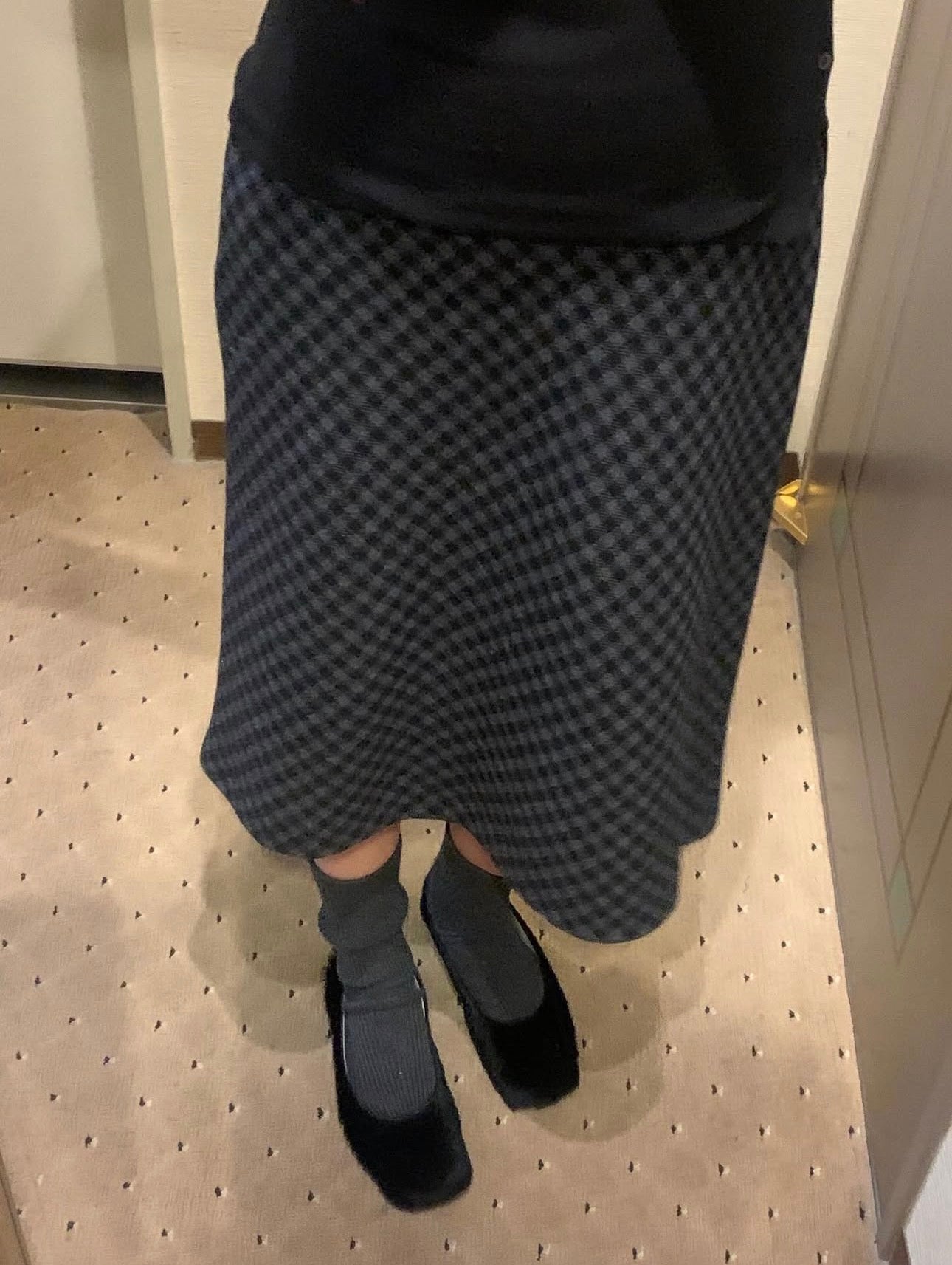 code check wool skirt-2col