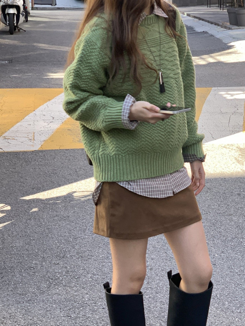 Brick wool cable knit-3col