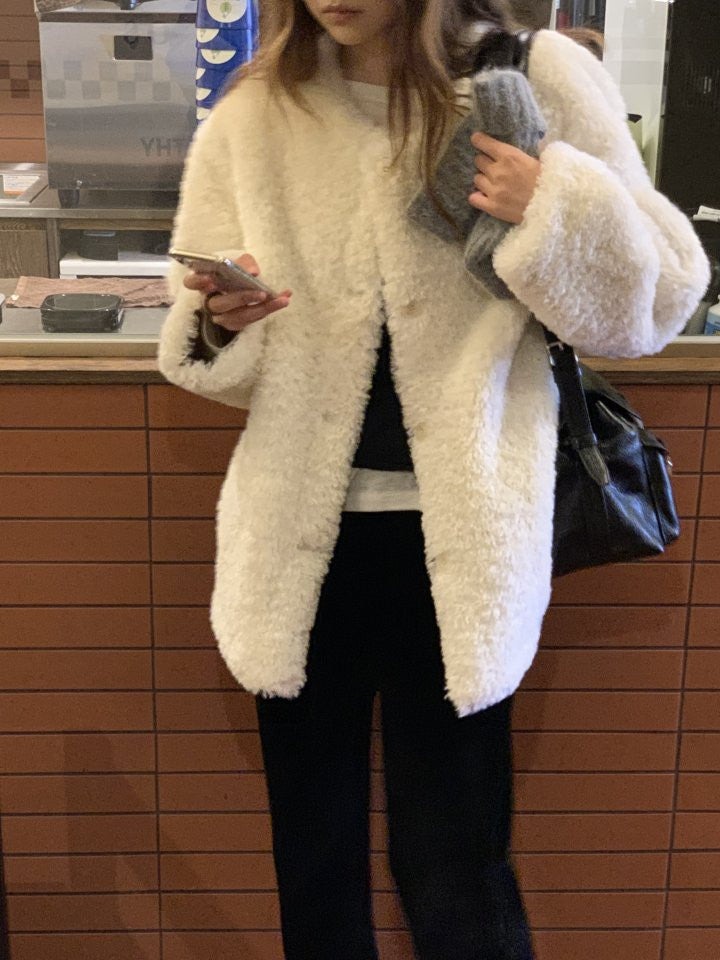 Lozan round neck fur jacket