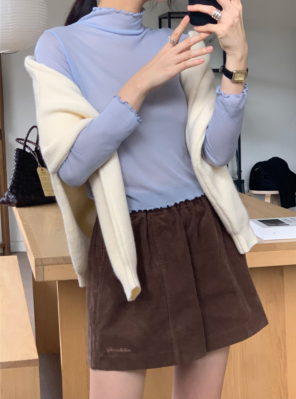 swan corduroy shorts-2col