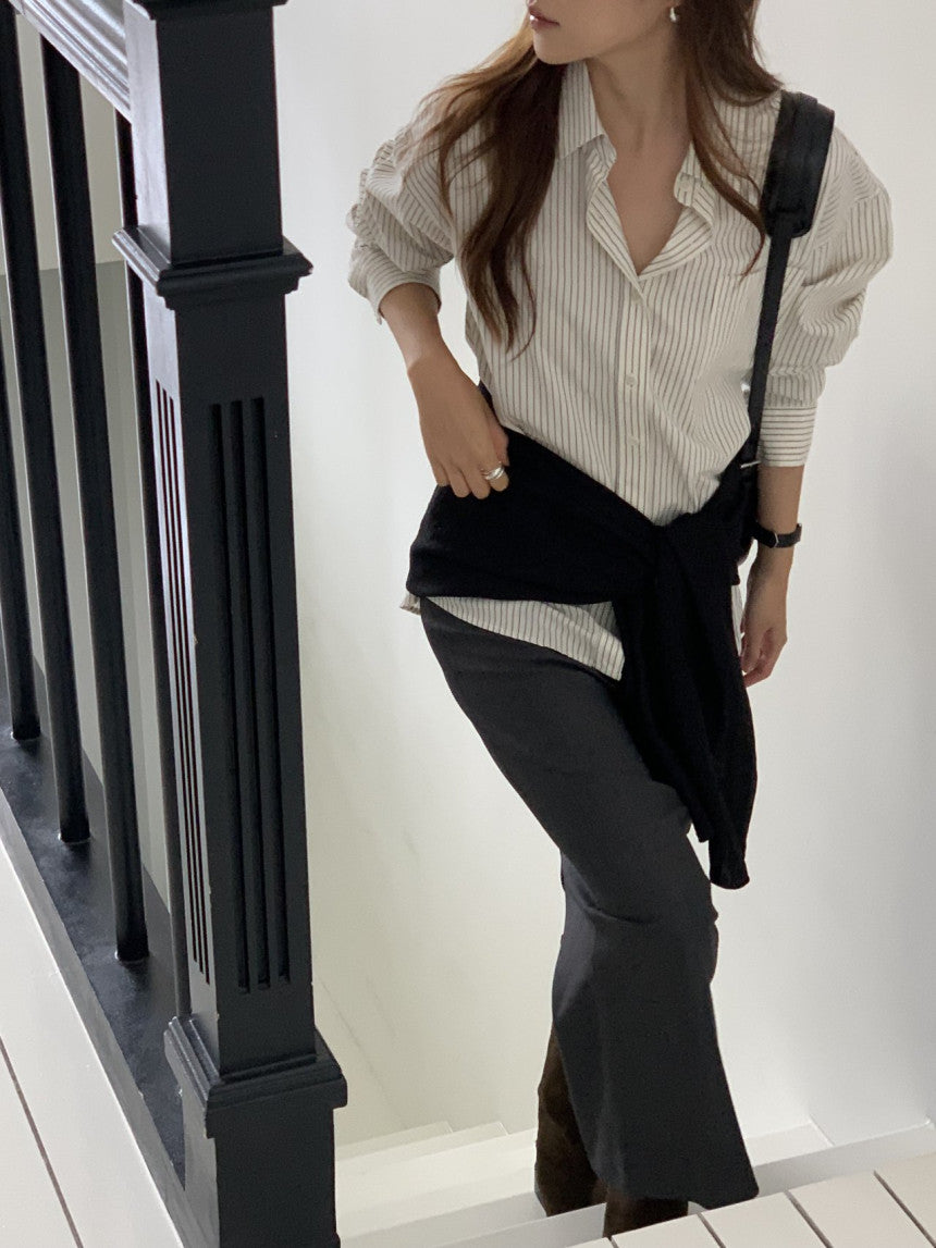 Ore pin stripe shirt-2col