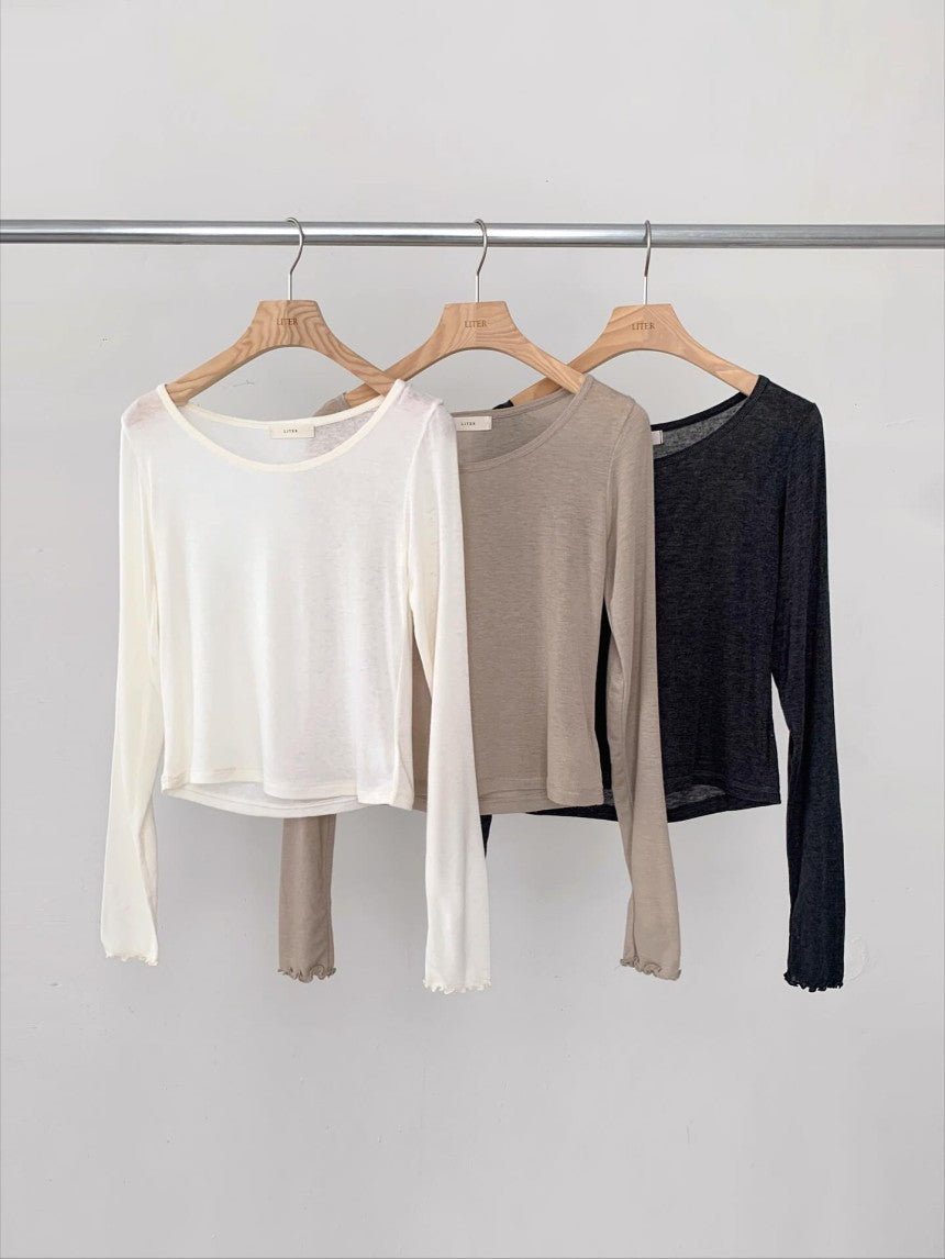 liter rich wool frill T-3col
