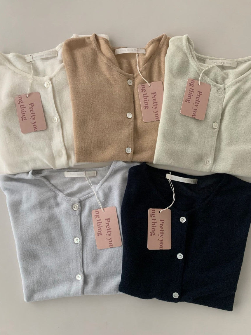 linen round cardigan-5col