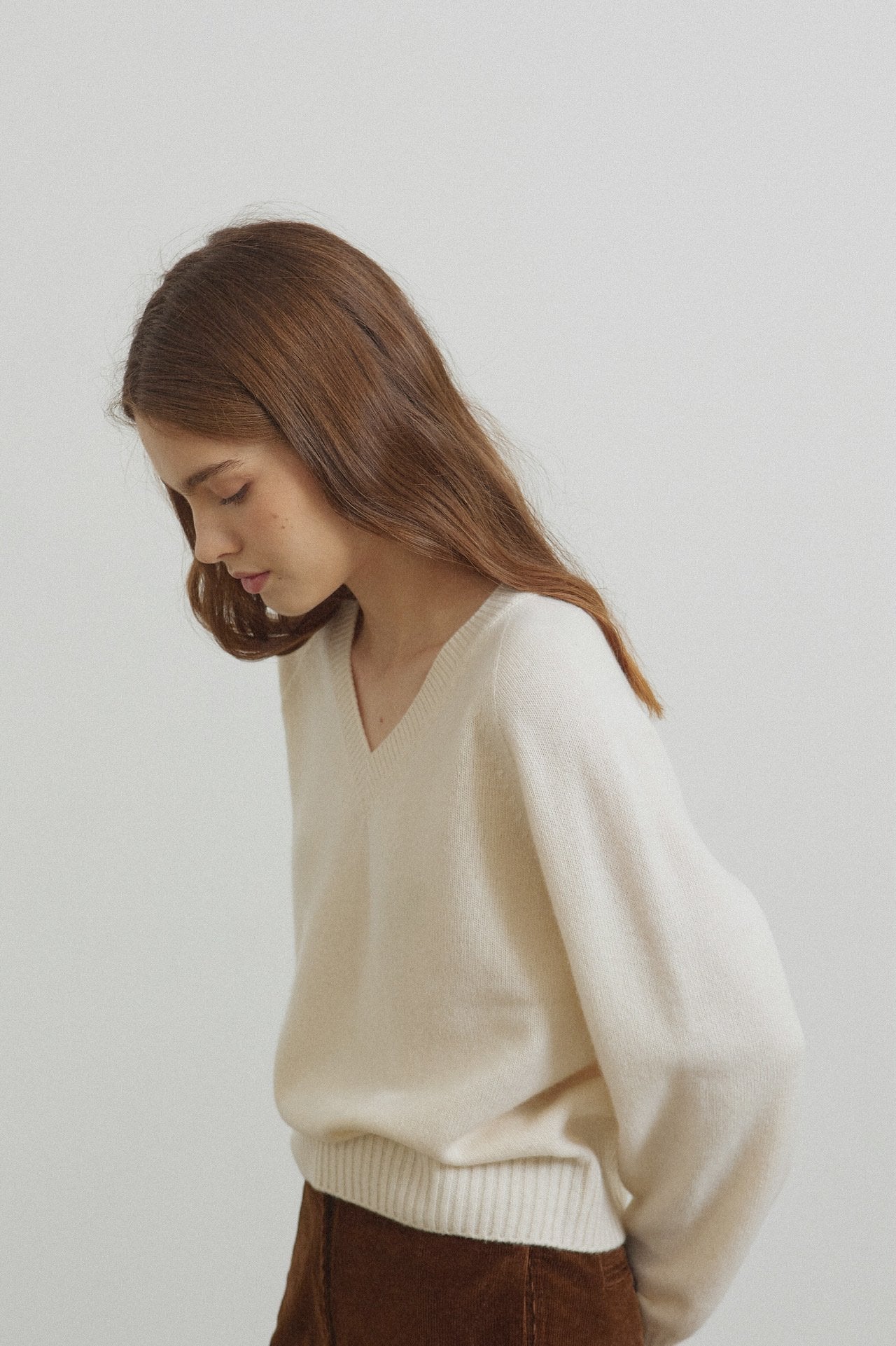 navy即納 Cashmere V knit-4col