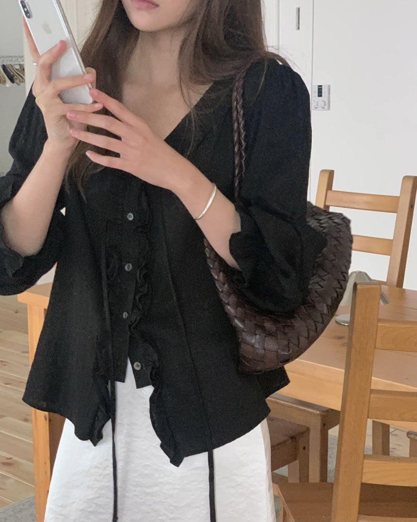Riel ruffle blouse-2col