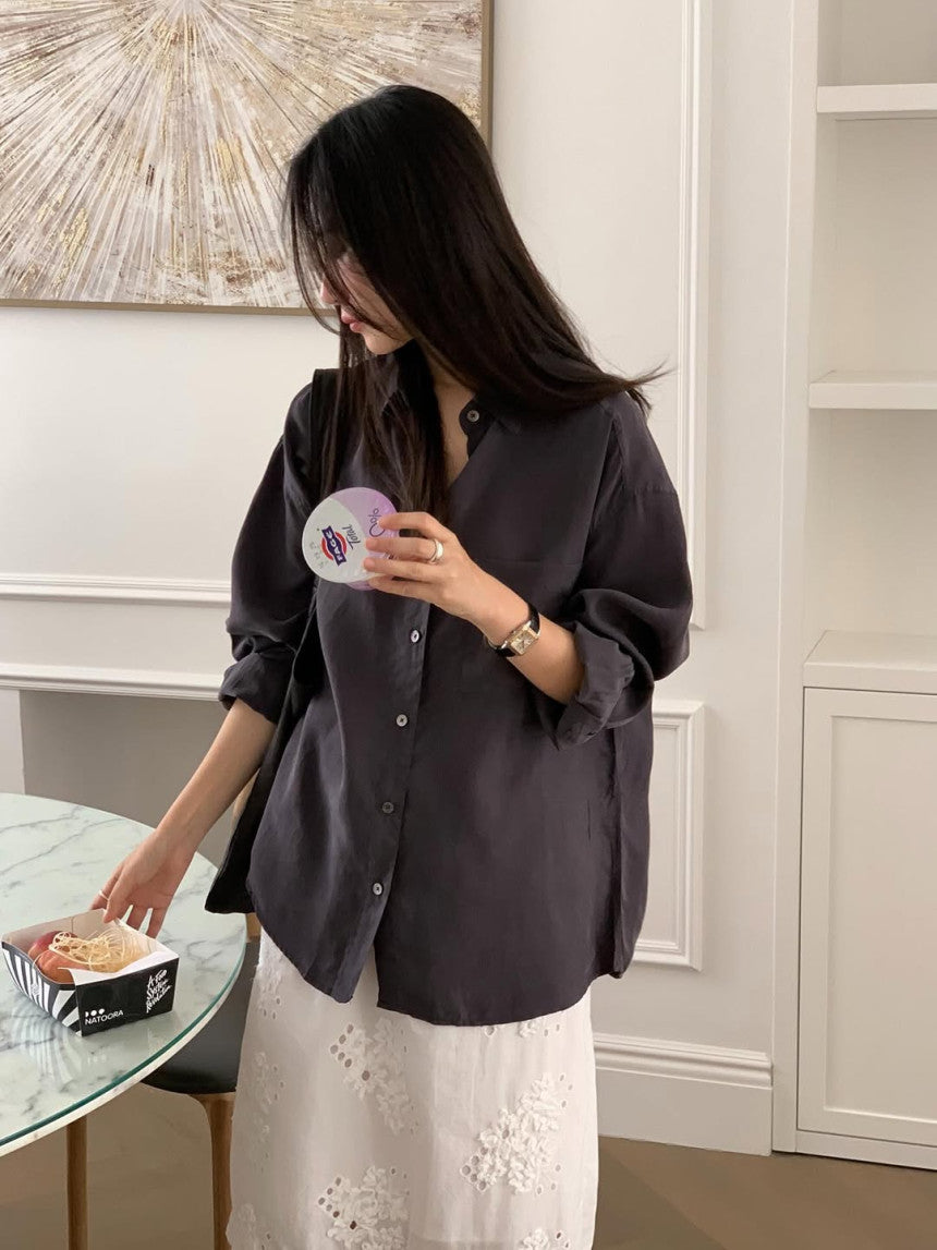 Shine silky blouse-4col