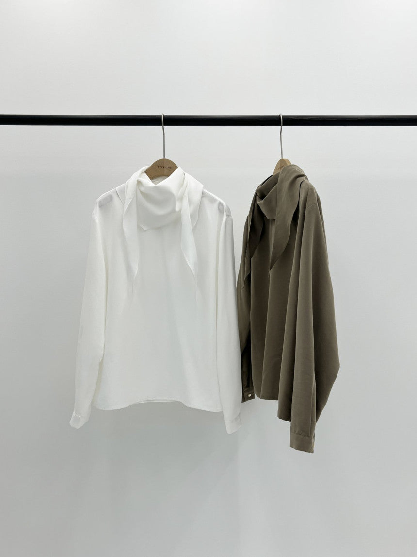 Luna brushed tencel scarf blouse-2col