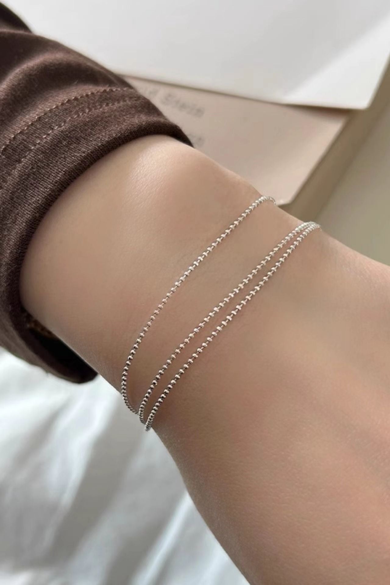 3 Silver Ball Layered Bracelet