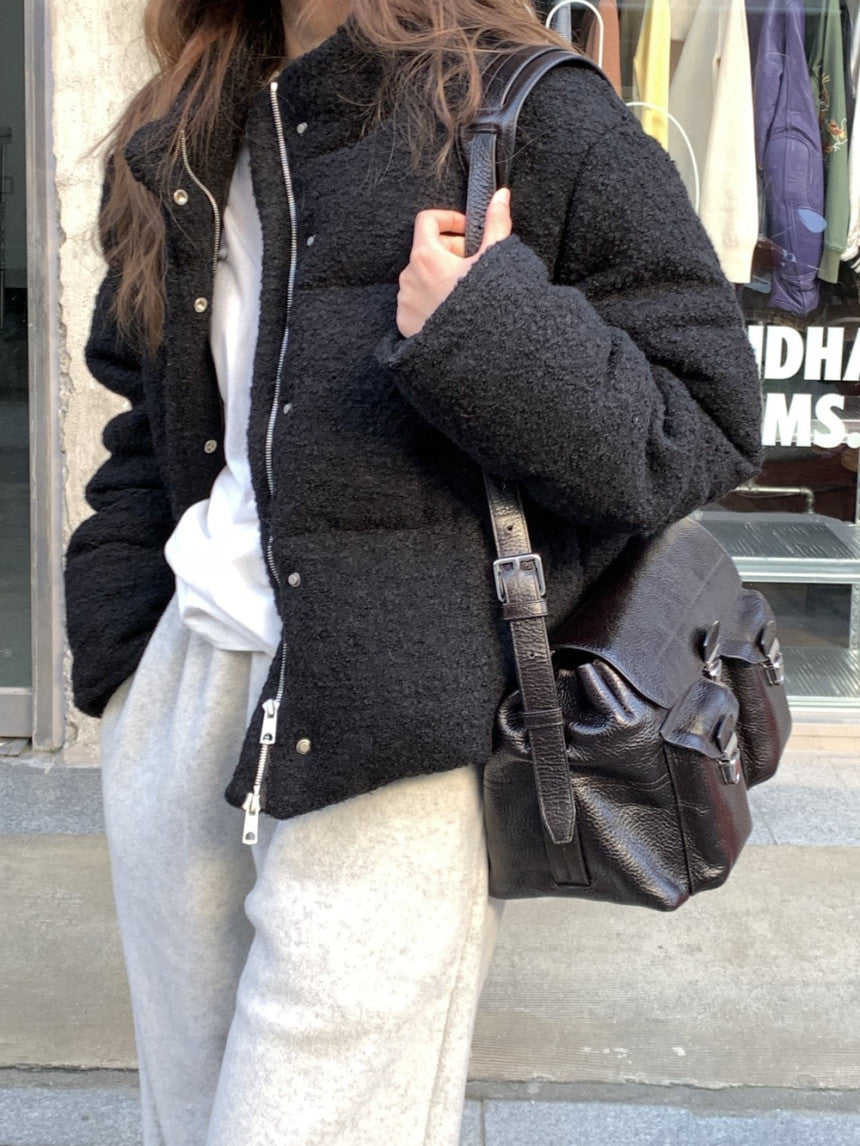 Bigben alpaca tweed duckdown short padding-2col