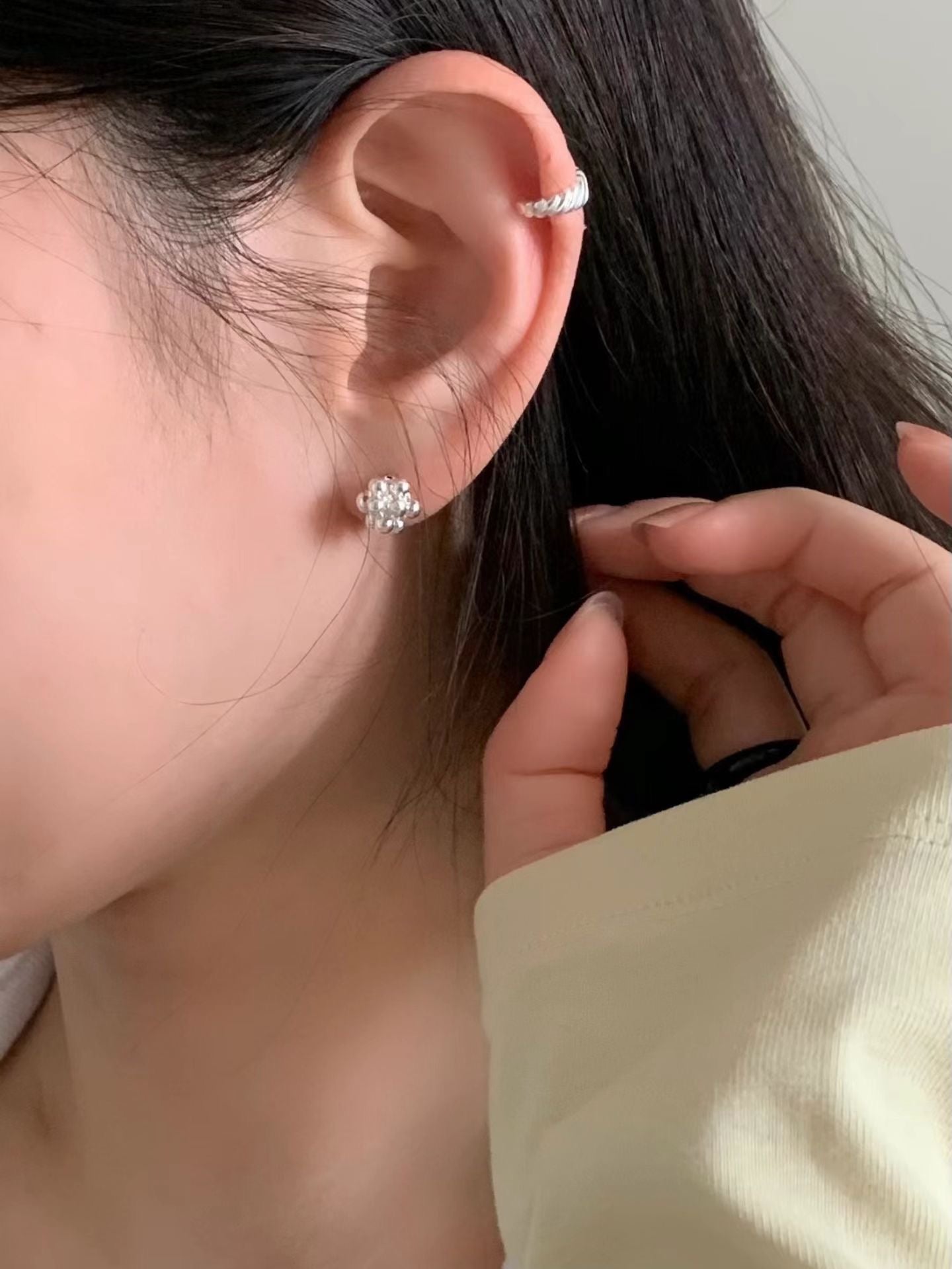 Grape Silver Ball Earring
