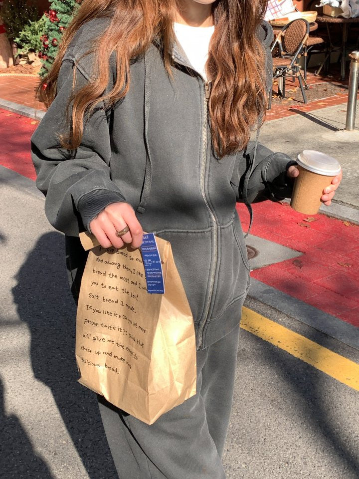 pigment fleece dying hood zip up&pants