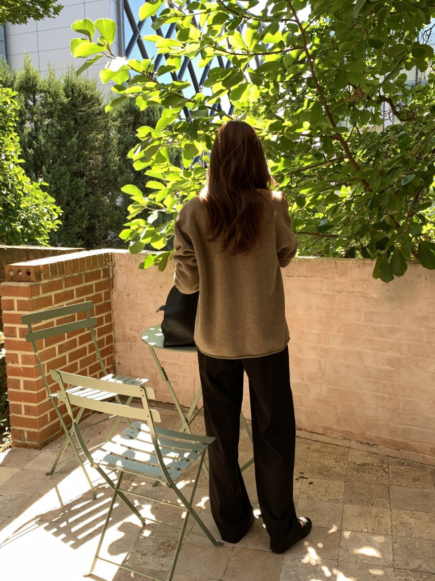 Row wholegament deep v neck knit-3col