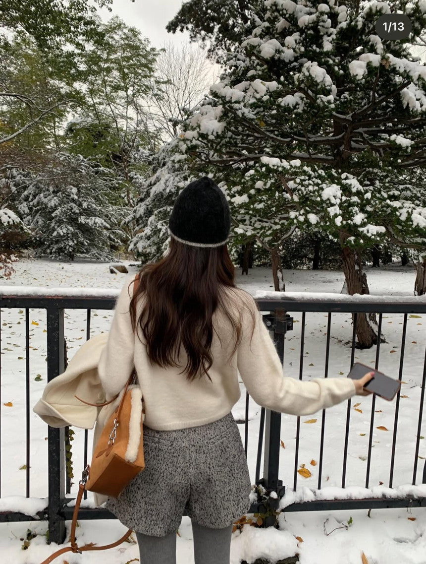 Return tweed shorts-2col