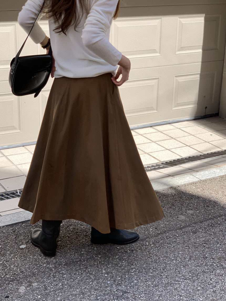 Rouelle suede flare skirt-2col
