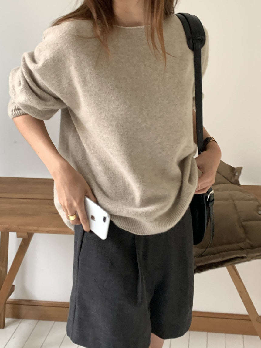 Elin cashmere wholega boat neck knit-4col