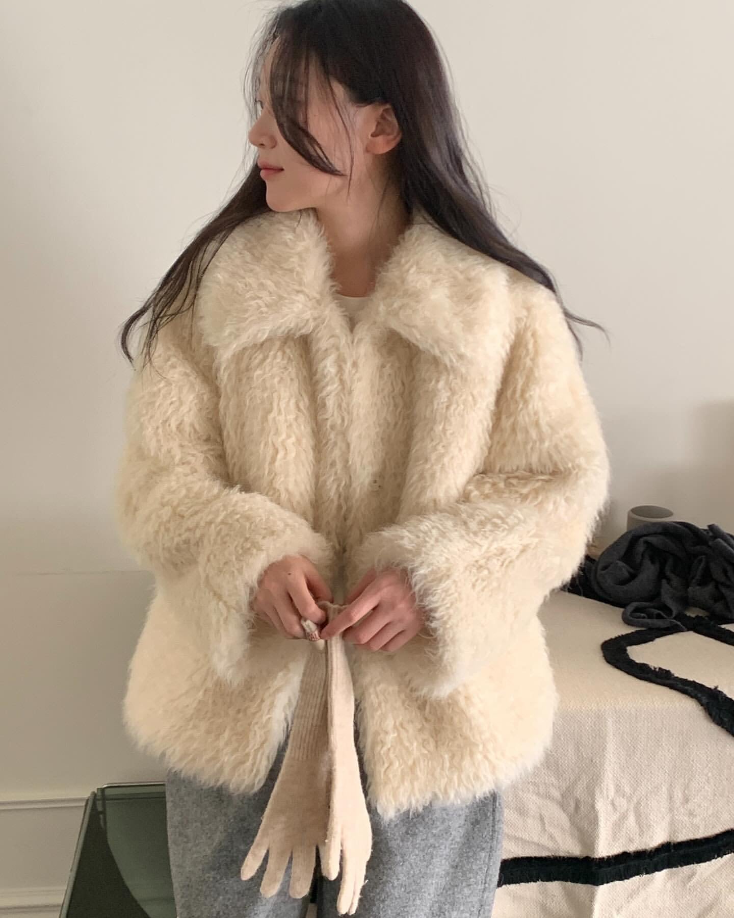 Curly fur jacket