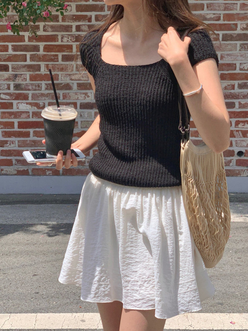Loe square neck drop shoulder knit-2col