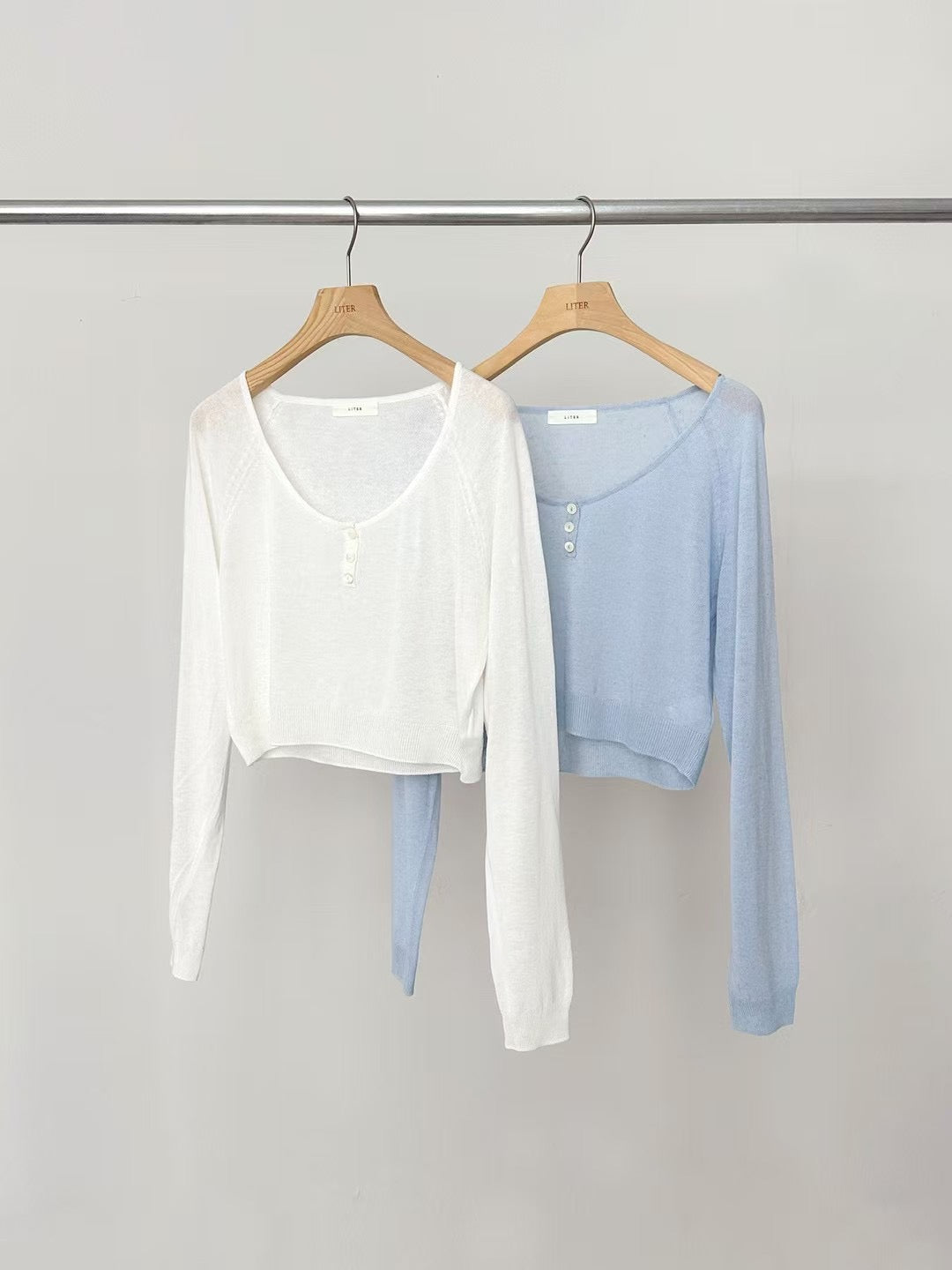 liter baby button linen knit-2col