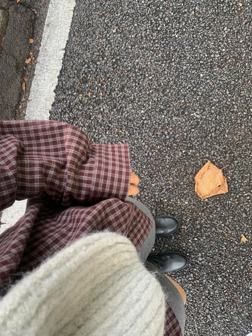 liter mocha check shirt-2col