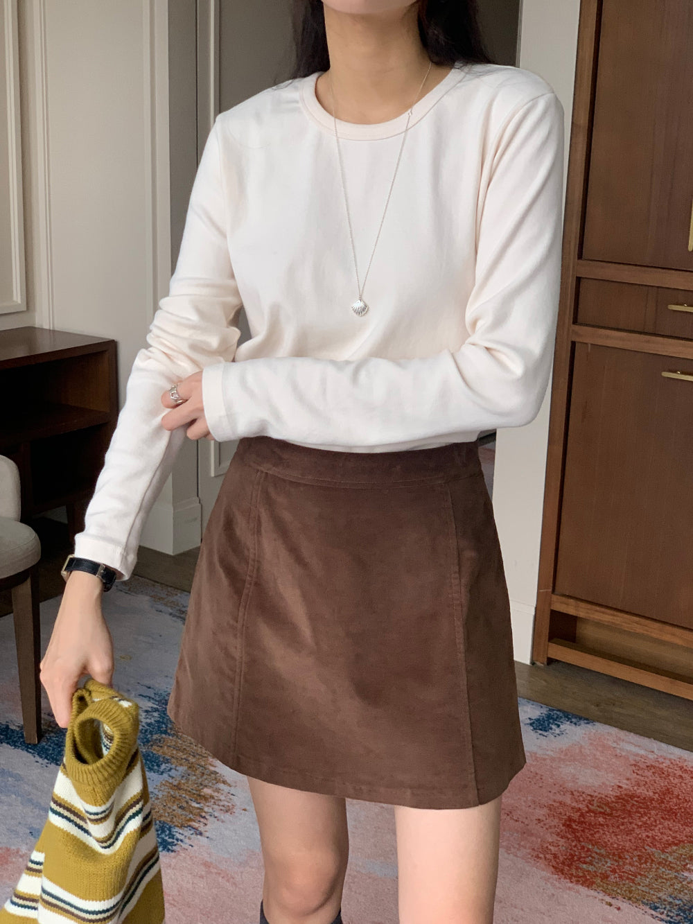 gimo suede lining skirt-2col