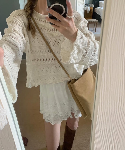 即納 Cotton crochet knit