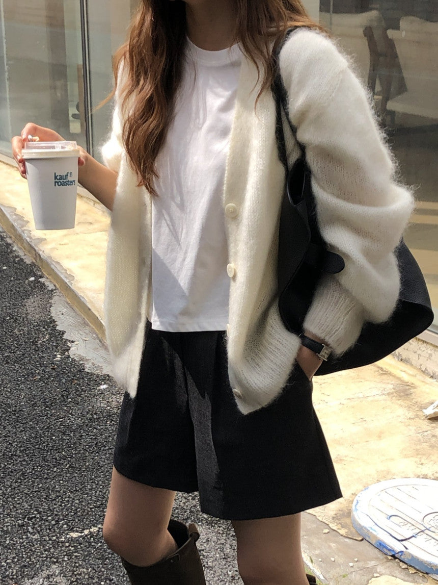 Amelie brushed mohair cardigan-2col