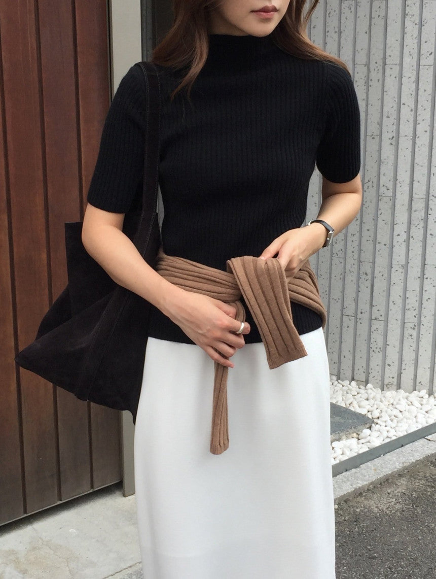 cashmere mockneck half knit-5col