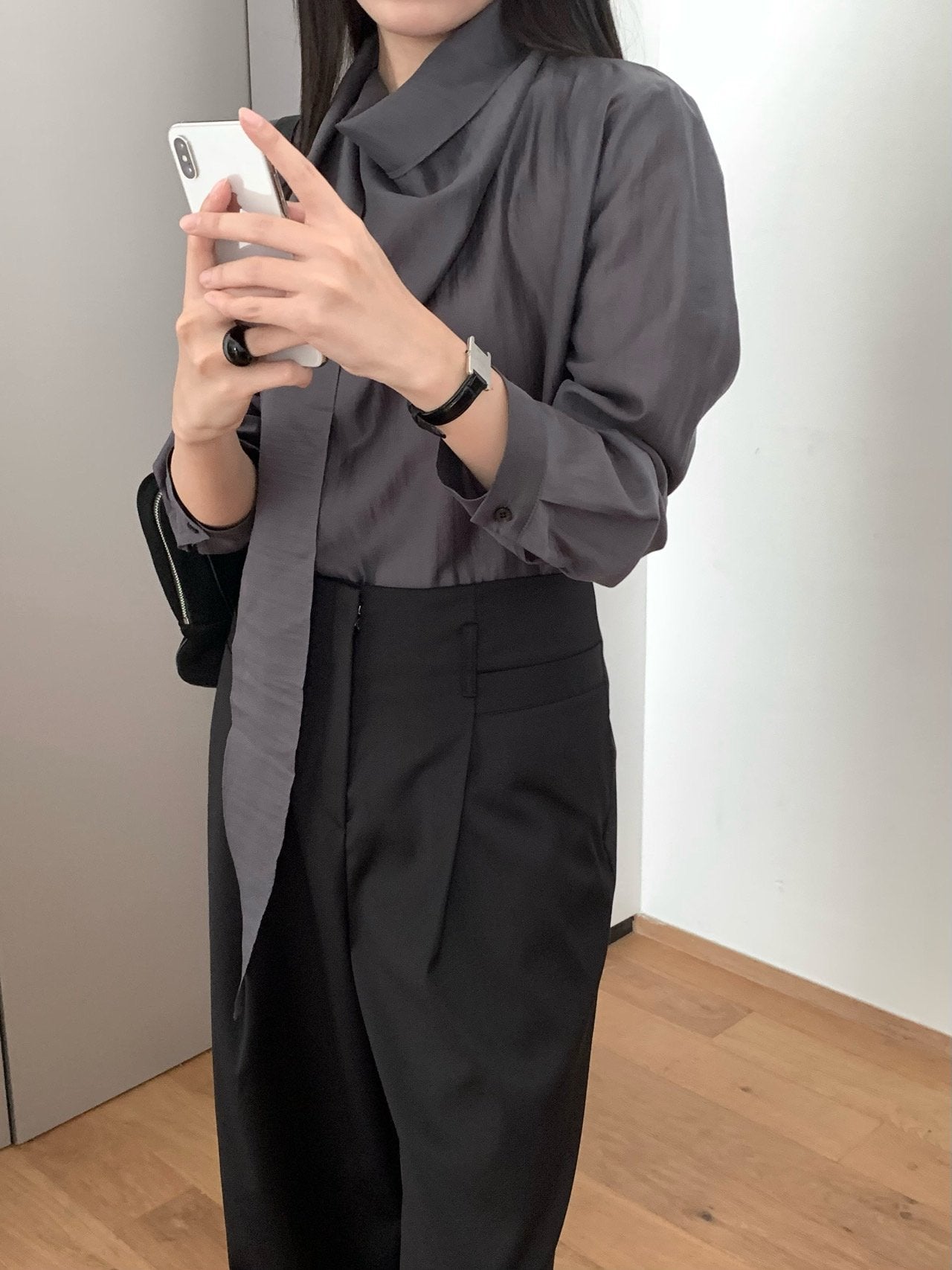 Barrel tie blouse-2col