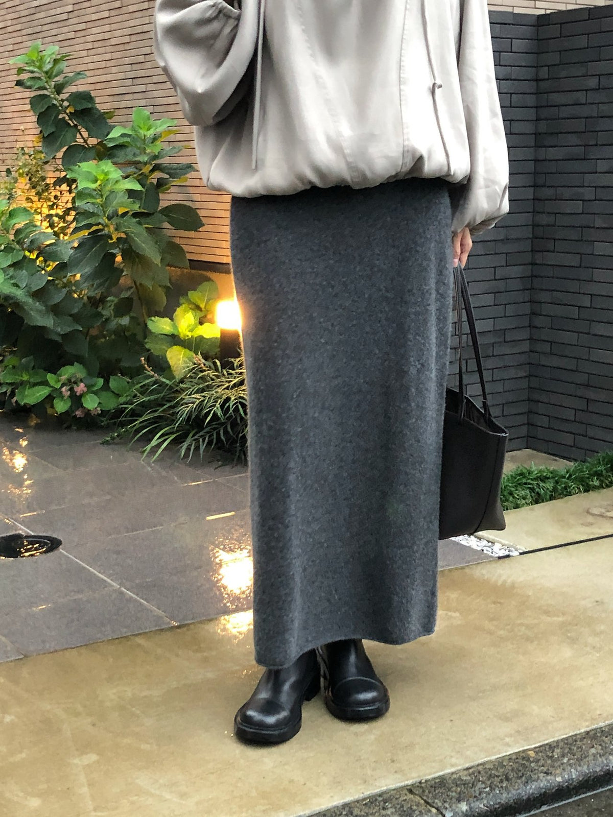 amel wholegarment cashmere long skirt-3col