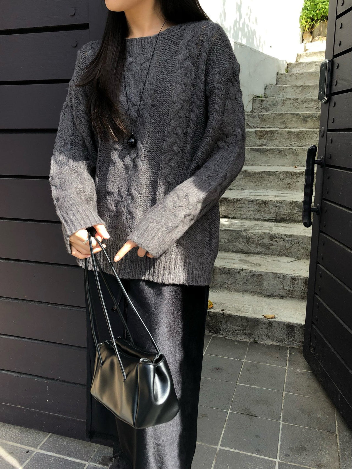 mohair cable knit-2col