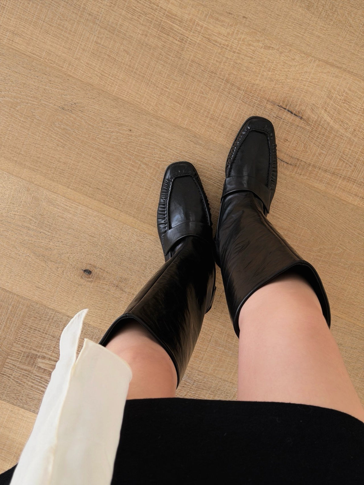 classic shirring loafer boots-2col