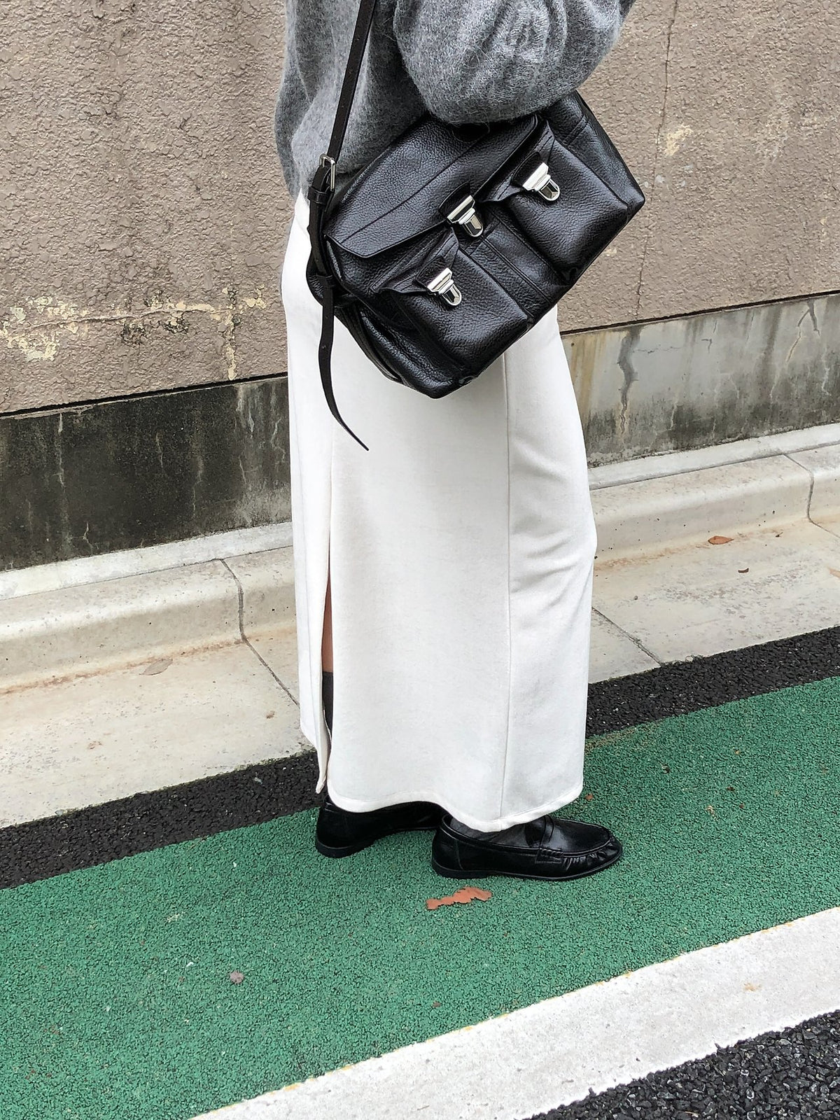 boa drawstring long skirt-3col
