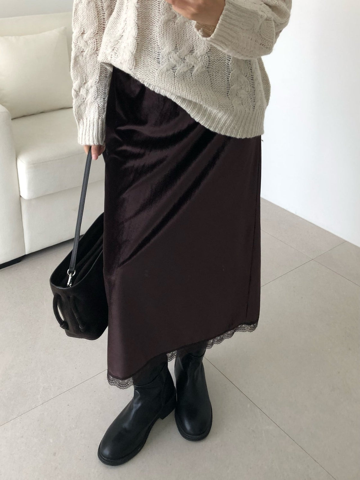 rendy velvet skirt-2col
