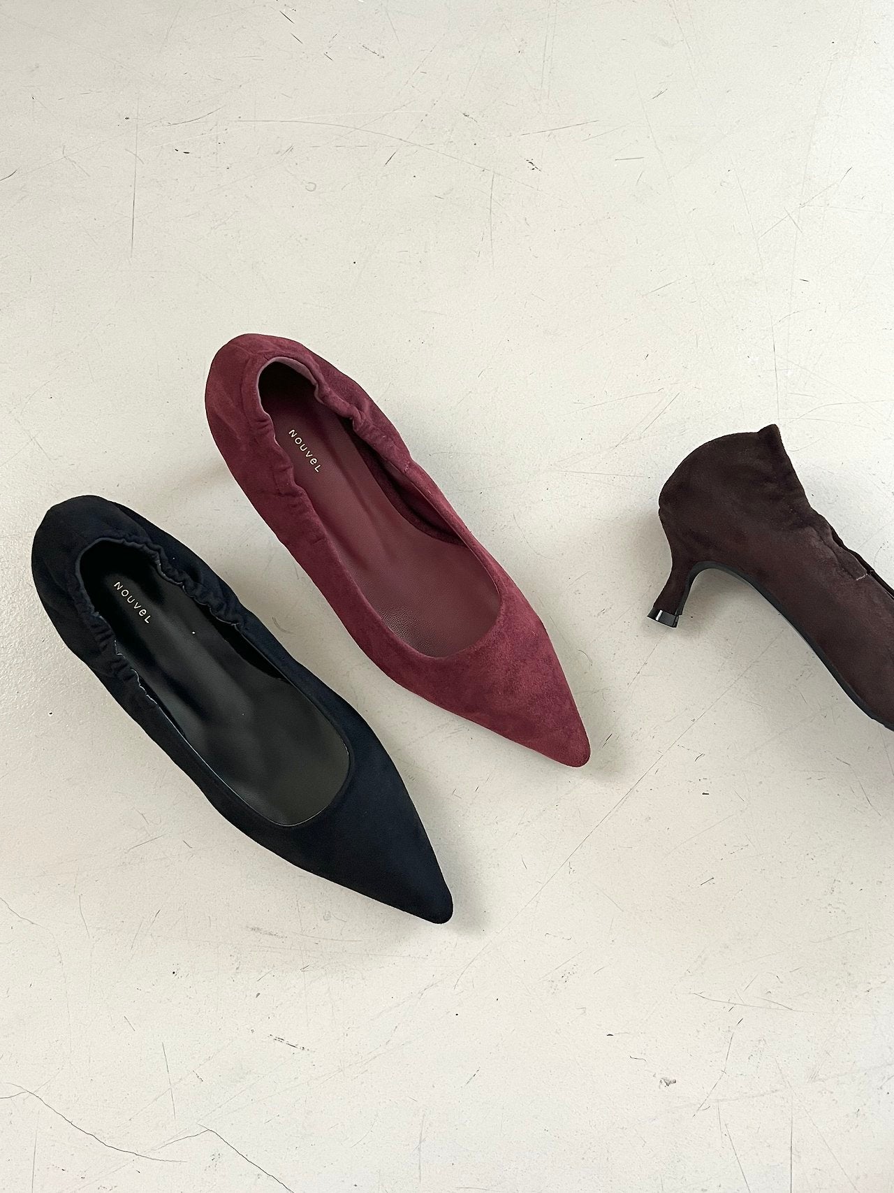 Suede 5cm back-banding high heels