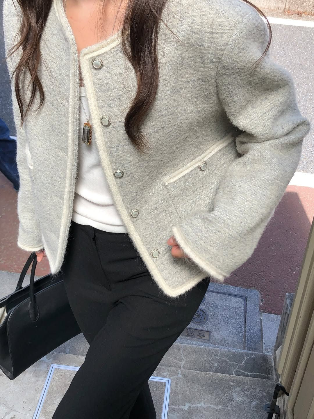 rowen contrast tweed jacket
