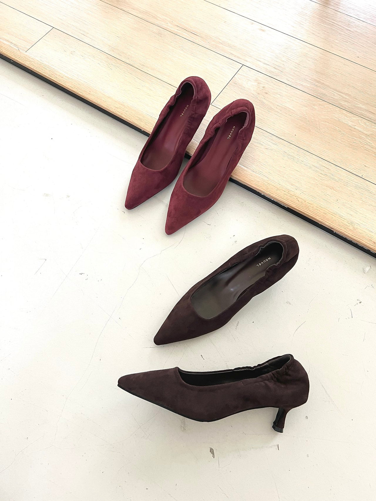 Suede 5cm back-banding high heels-3col
