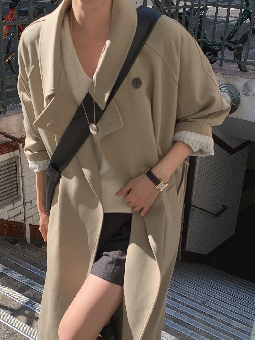 mare stripe-lining trench coat-2col