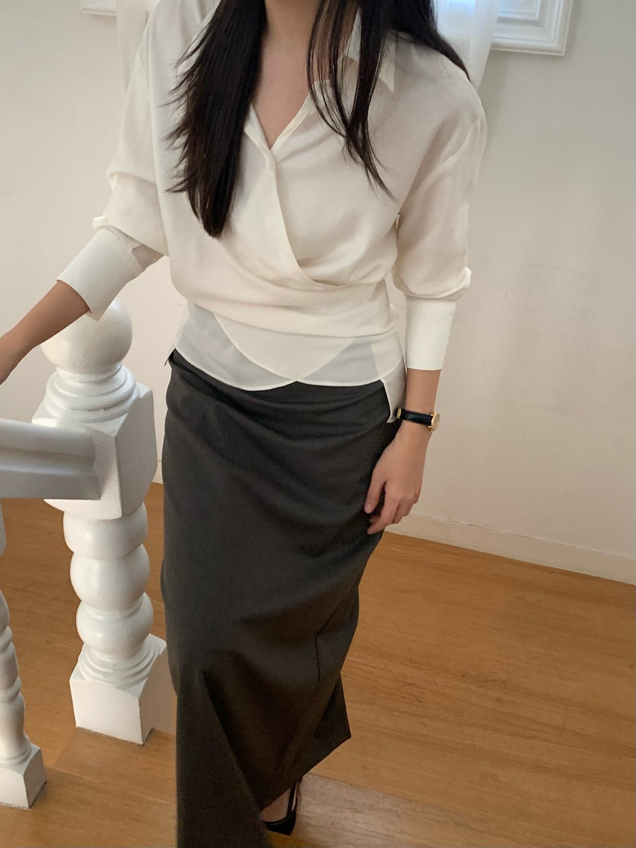 Meli wrap blouse-2col