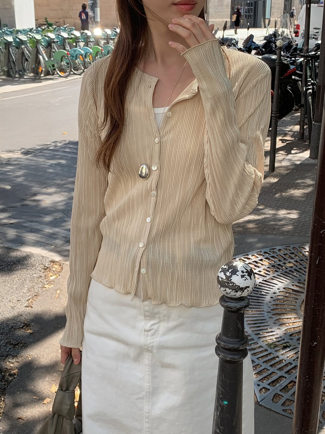 Emile frill pleats cardigan-3col